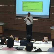 Dr. R Gopal, Director of DYPUSM giving presentation on Export Market & Product Matrix
